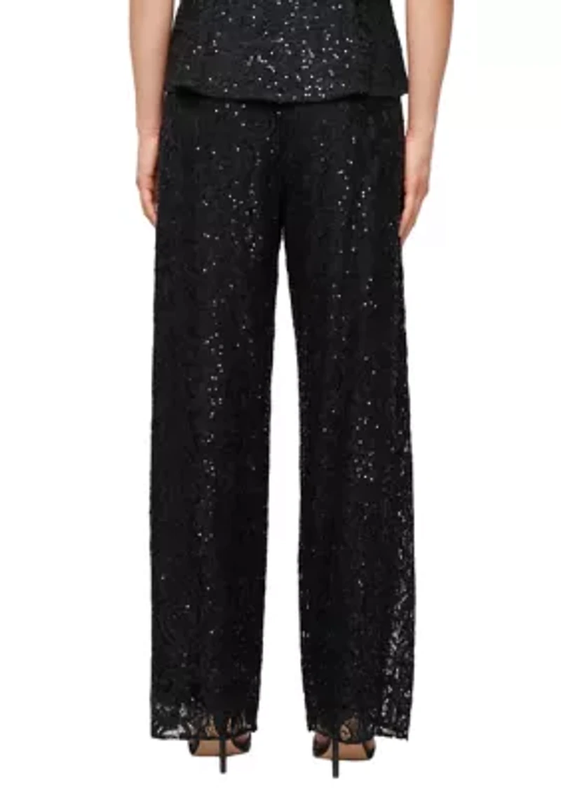 Women's Sequin Lace Wide Leg Pants