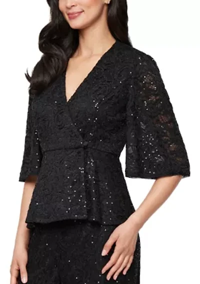 Women's 3/4 Sleeve Sequin Lace Blouse