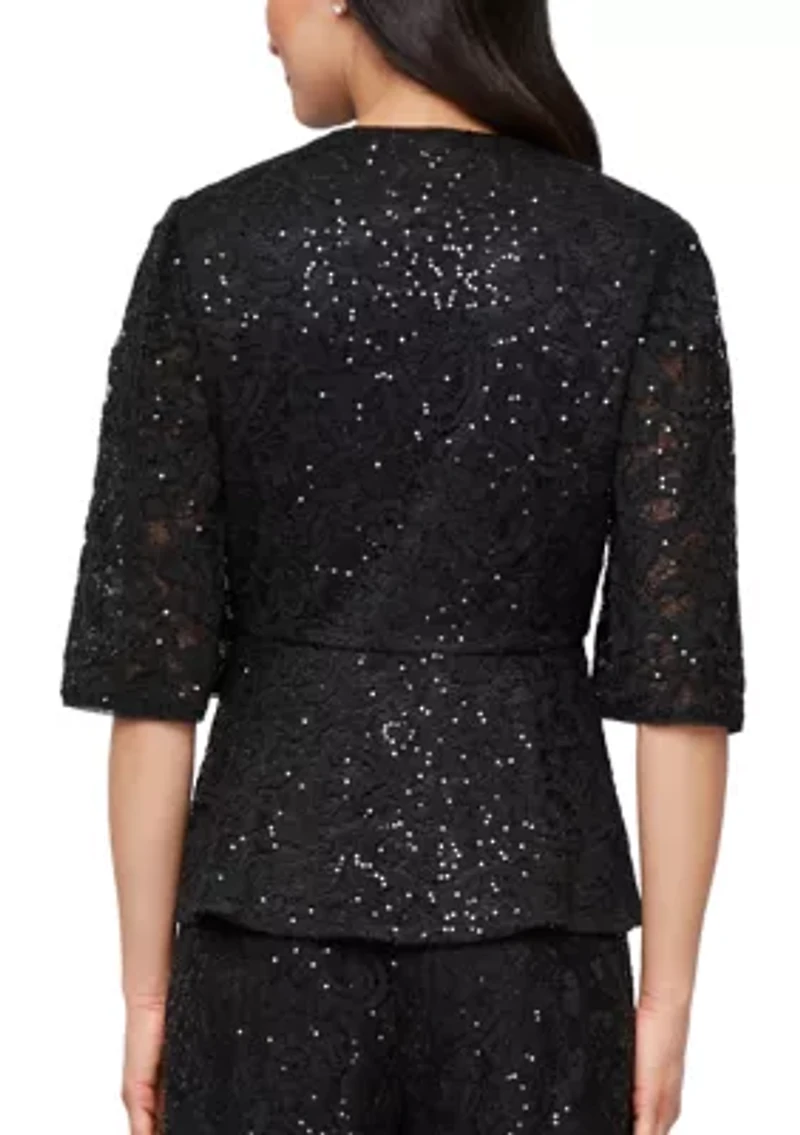 Women's 3/4 Sleeve Sequin Lace Blouse