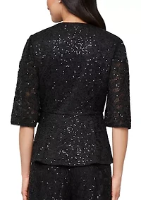 Women's 3/4 Sleeve Sequin Lace Blouse