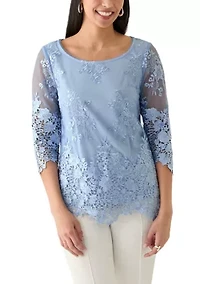 3/4 Sleeve Embroidered Detail Tunic