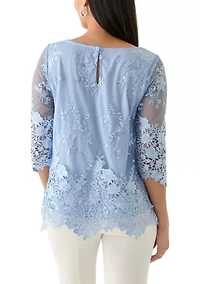 3/4 Sleeve Embroidered Detail Tunic