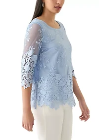 3/4 Sleeve Embroidered Detail Tunic