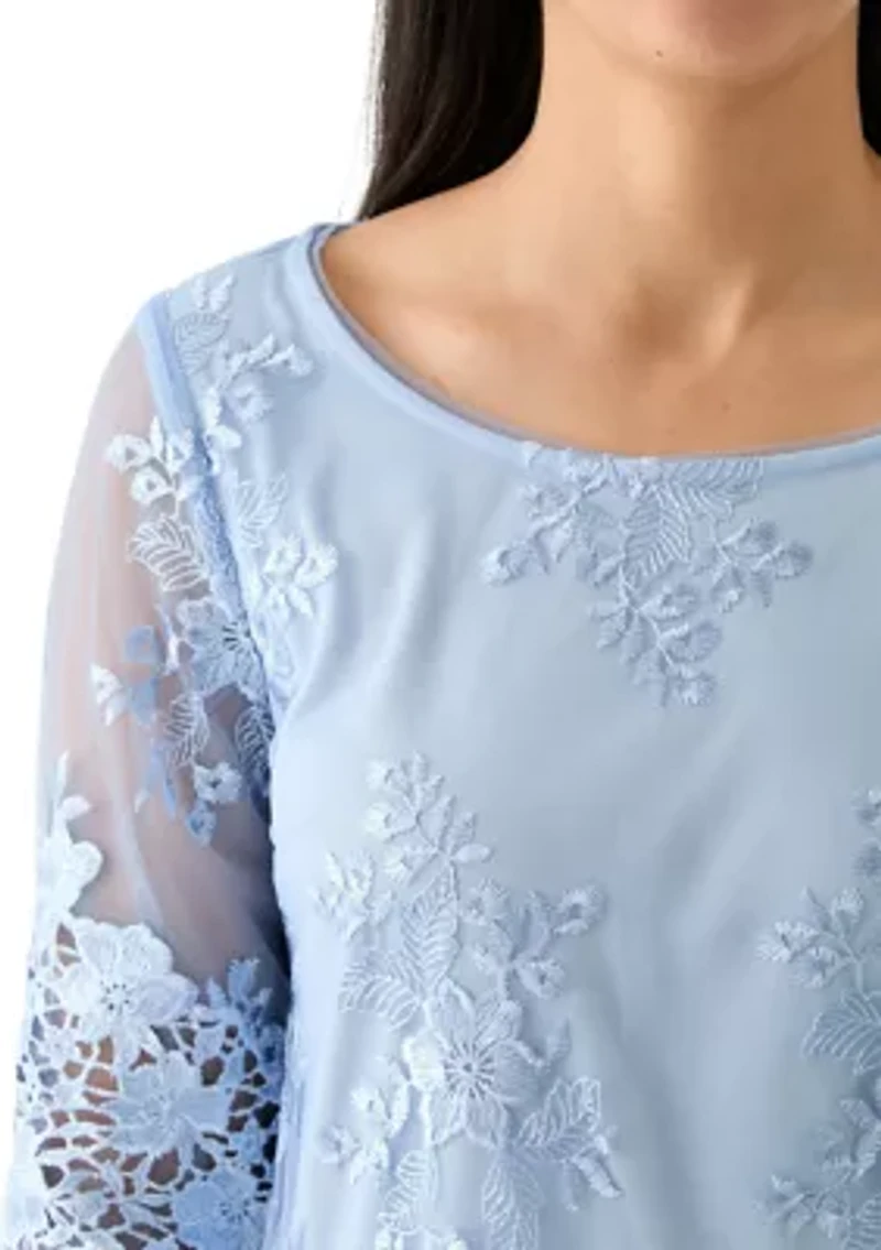 3/4 Sleeve Embroidered Detail Tunic