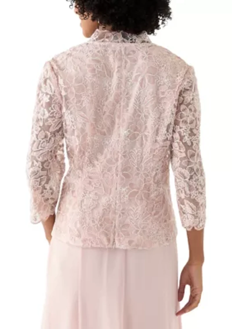 Women's 3/4 Sleeve V-Neck Lace Top