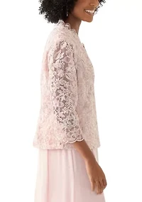 Women's 3/4 Sleeve V-Neck Lace Top