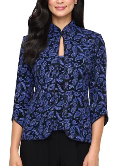 Women's Printed Glitter Knit Twinset Top