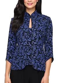 Women's Printed Glitter Knit Twinset Top