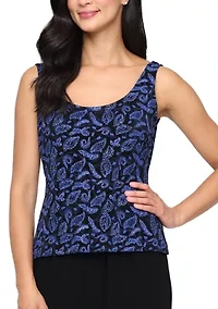 Women's Printed Glitter Knit Twinset Top