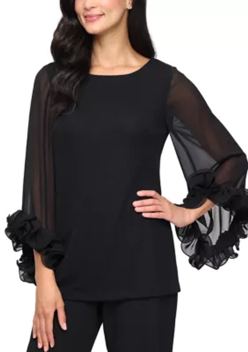 Women's 3/4 Sleeve Metallic Knit Blouse