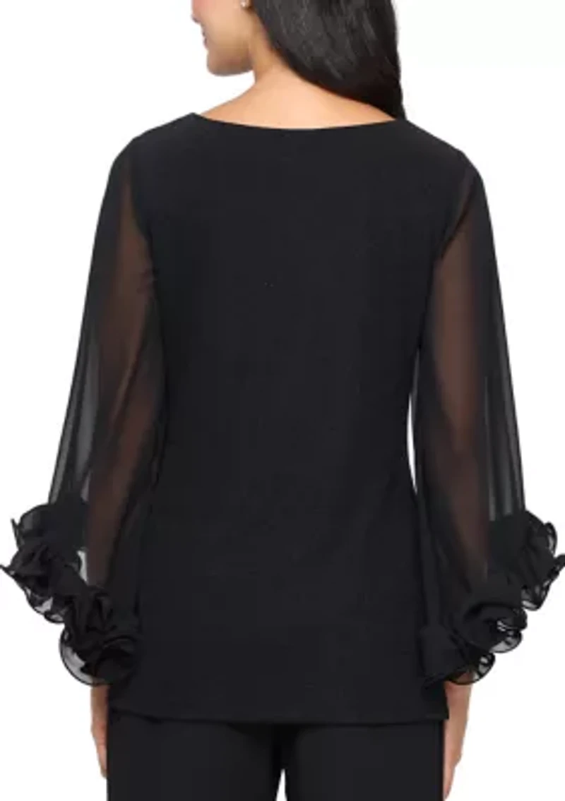 Women's 3/4 Sleeve Metallic Knit Blouse