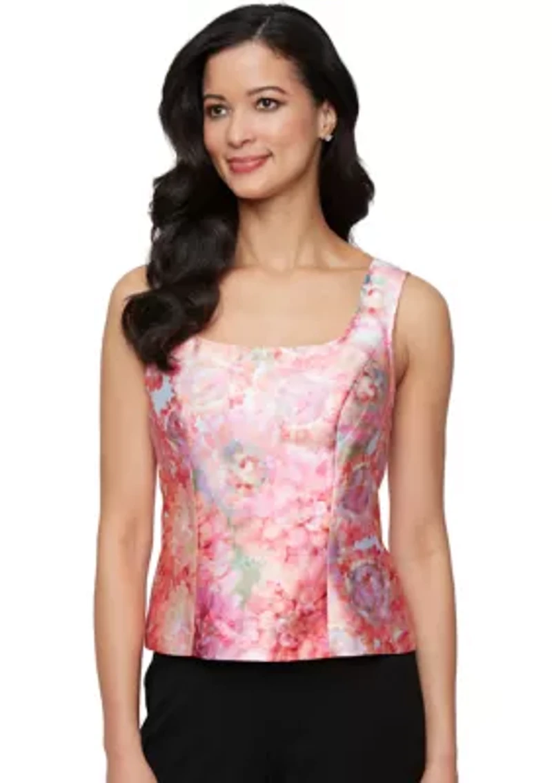 Women's 3/4 Sleeve Printed Mikado Twinset