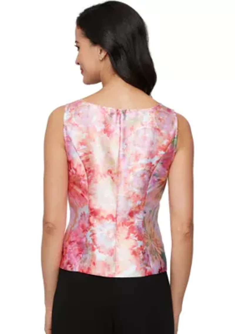 Women's 3/4 Sleeve Printed Mikado Twinset