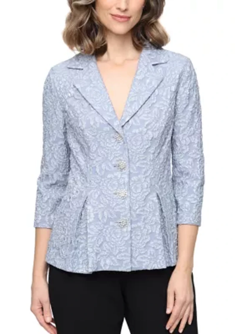 Women's Textured 3/4 Sleeve Jacquard Jacket