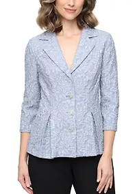 Women's Textured 3/4 Sleeve Jacquard Jacket
