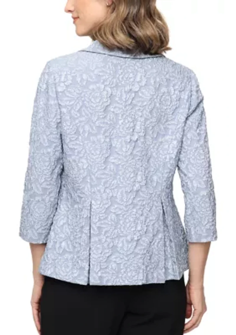 Women's Textured 3/4 Sleeve Jacquard Jacket
