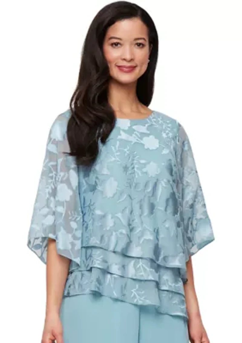 3/4 Sleeve Printed Mandarin Neck Twinset