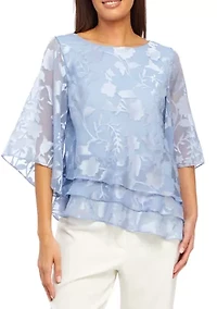 3/4 Sleeve Printed Mandarin Neck Twinset
