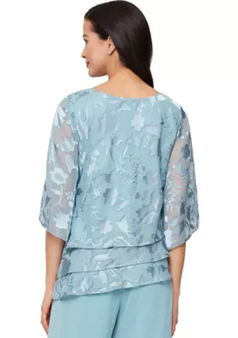 3/4 Sleeve Printed Mandarin Neck Twinset