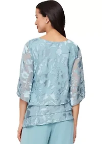 3/4 Sleeve Printed Mandarin Neck Twinset