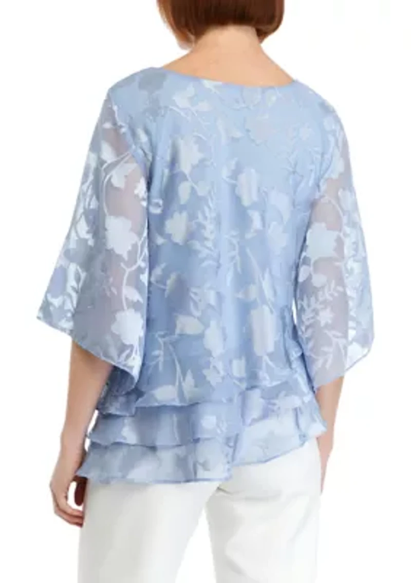 3/4 Sleeve Printed Mandarin Neck Twinset