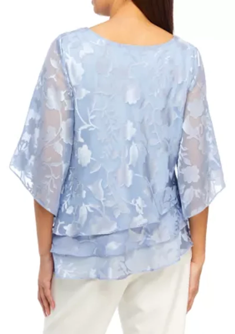 3/4 Sleeve Printed Mandarin Neck Twinset