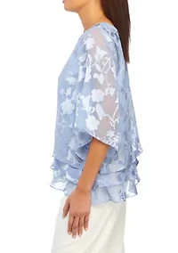 3/4 Sleeve Printed Mandarin Neck Twinset