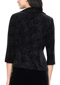 Women's 3/4 Sleeve Velvet Side Closure Blouse