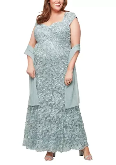 Plus Long Soutache Sweetheart Neckline Dress
