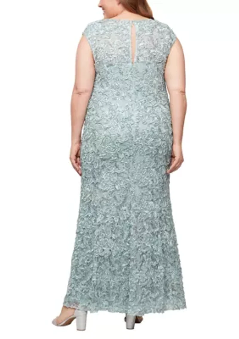 Plus Long Soutache Sweetheart Neckline Dress