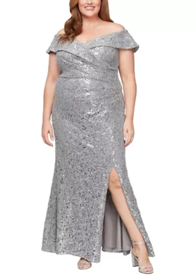 Plus Long Off the Shoulder Dress