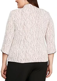 Plus 3/4 Sleeve Printed Mandarin Neck Twinset