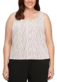 Plus 3/4 Sleeve Printed Mandarin Neck Twinset