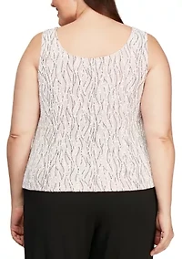 Plus 3/4 Sleeve Printed Mandarin Neck Twinset