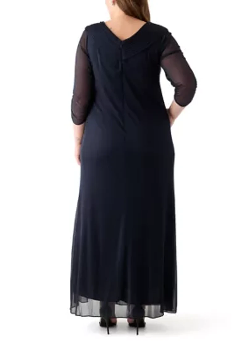 Plus Long Portrait Collar Dress