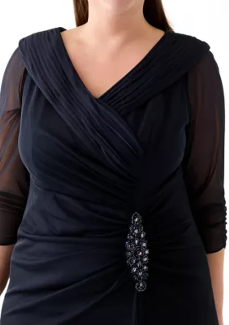 Plus Long Portrait Collar Dress