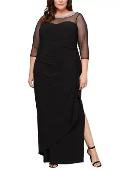 Plus Long Matte Jersey Illusion Dress