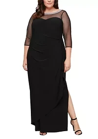 Plus Long Matte Jersey Illusion Dress