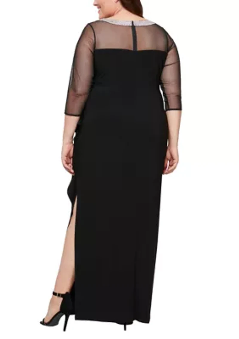 Plus Long Matte Jersey Illusion Dress