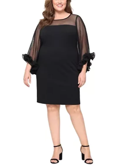 Plus Short Stretch Crepe Sheath Dress