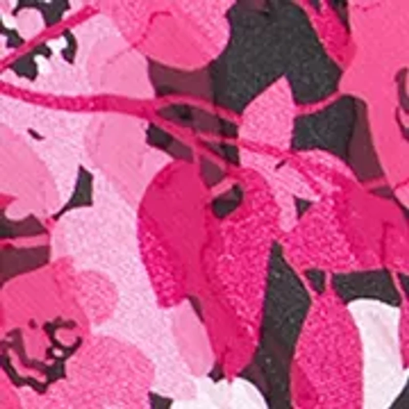 Plus 3/4 Sleeve Printed Blouse with Asymmetric Triple Tier Hem