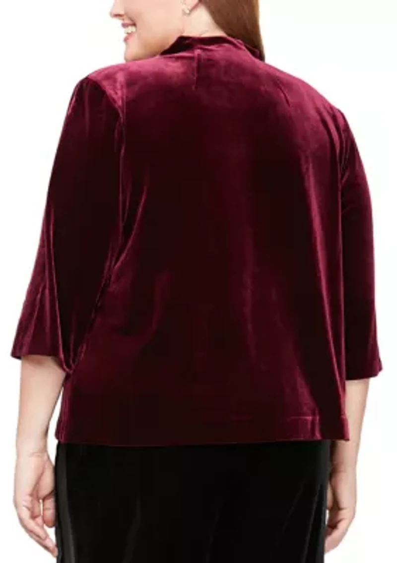 Plus 3/4 Sleeve Blouse with Asymmetric Pointed Hem