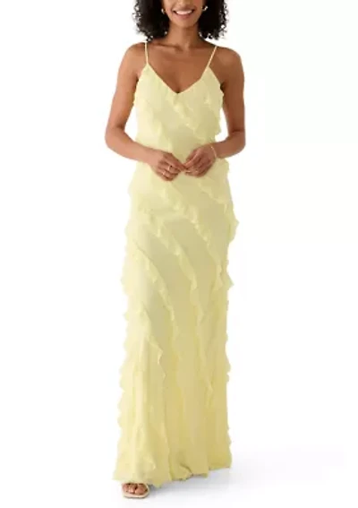 Women's Sleeveless Cascading Asymmetrical Ruffle Dress