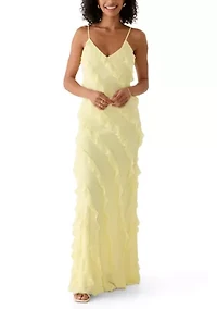 Women's Sleeveless Cascading Asymmetrical Ruffle Dress