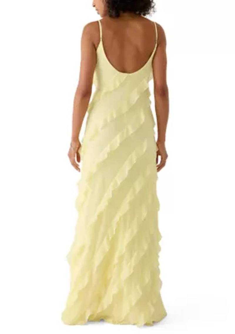 Women's Sleeveless Cascading Asymmetrical Ruffle Dress