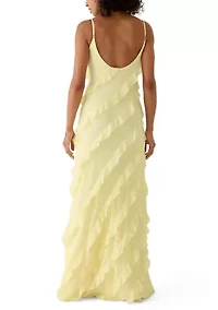 Women's Sleeveless Cascading Asymmetrical Ruffle Dress