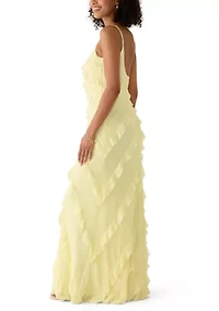 Women's Sleeveless Cascading Asymmetrical Ruffle Dress