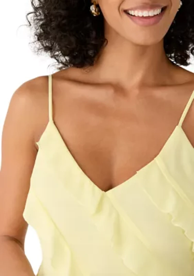 Women's Sleeveless Cascading Asymmetrical Ruffle Dress