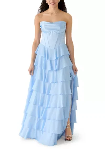 WOmen's Mixed Media Tiered Ruffle Dress