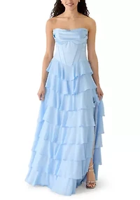 WOmen's Mixed Media Tiered Ruffle Dress